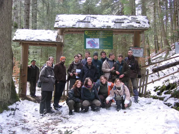 Belgian forestry school meeting the forestry workers at Slatioara virgin forest