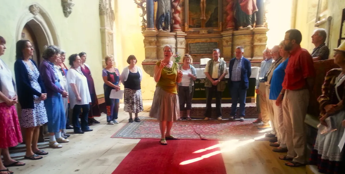 British group performing in a fortified church in Transylvania