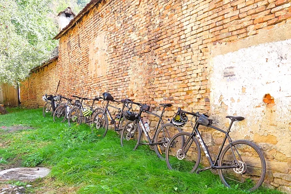 Cycling group in the Saxon area of Transylvania