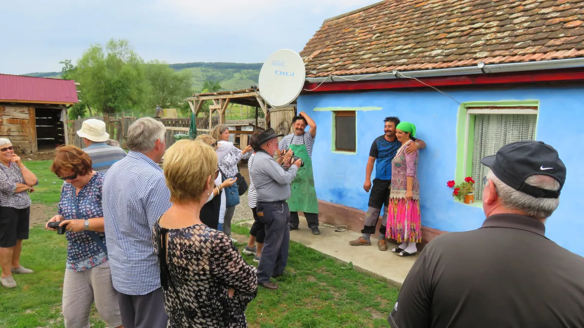 Group from UK visiting the family of the blacksmith of the village