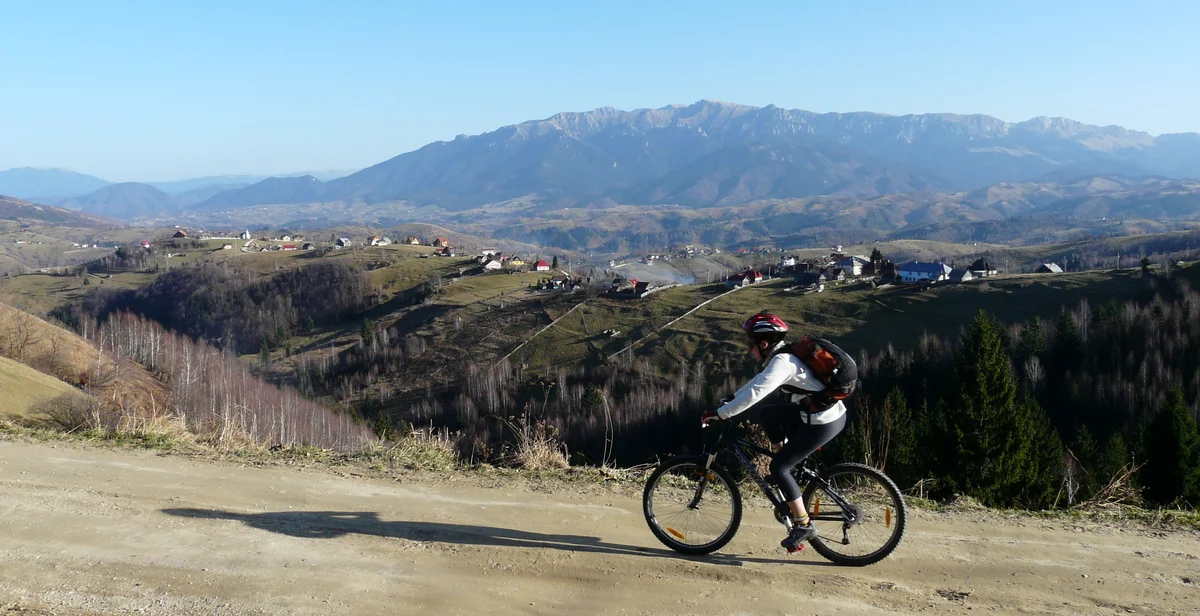 MTB in Magura village with view over Bucegi Natural Park