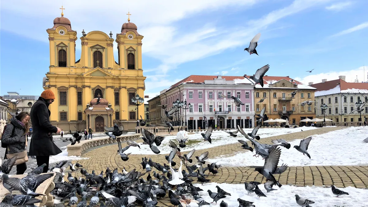 Main square in Timisoara - European capital of culture 2023