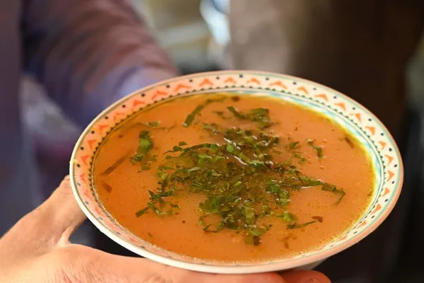 Traditional soup with cheese balls in Targu Neamt