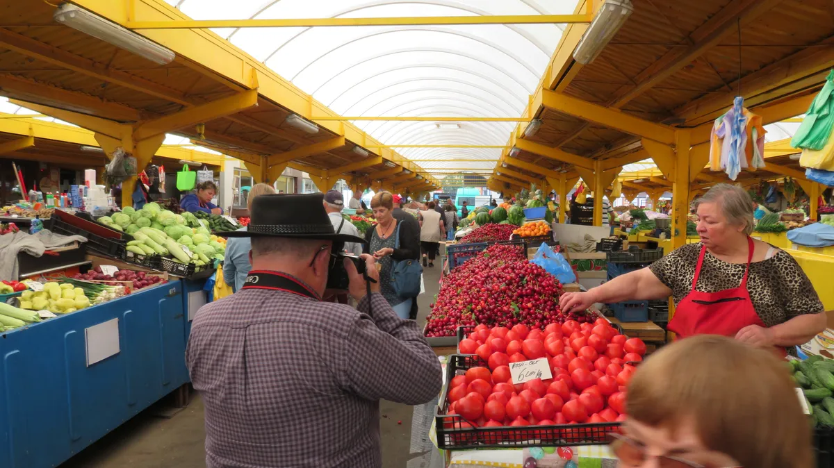 Visiting a local food market in spring